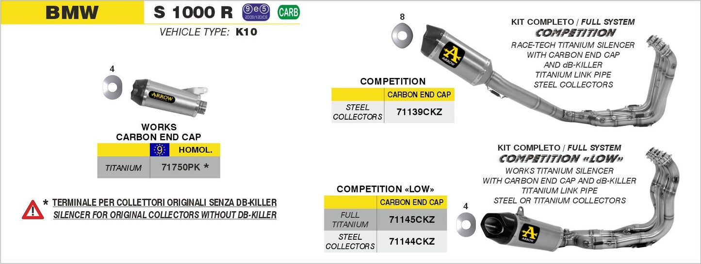 BMW S 1000 R 2014-2016 Arrow udstødning. Slip-on udstødninger, komplette udstødninger, manifold/forrør. Find det hos Pitboxen.dk