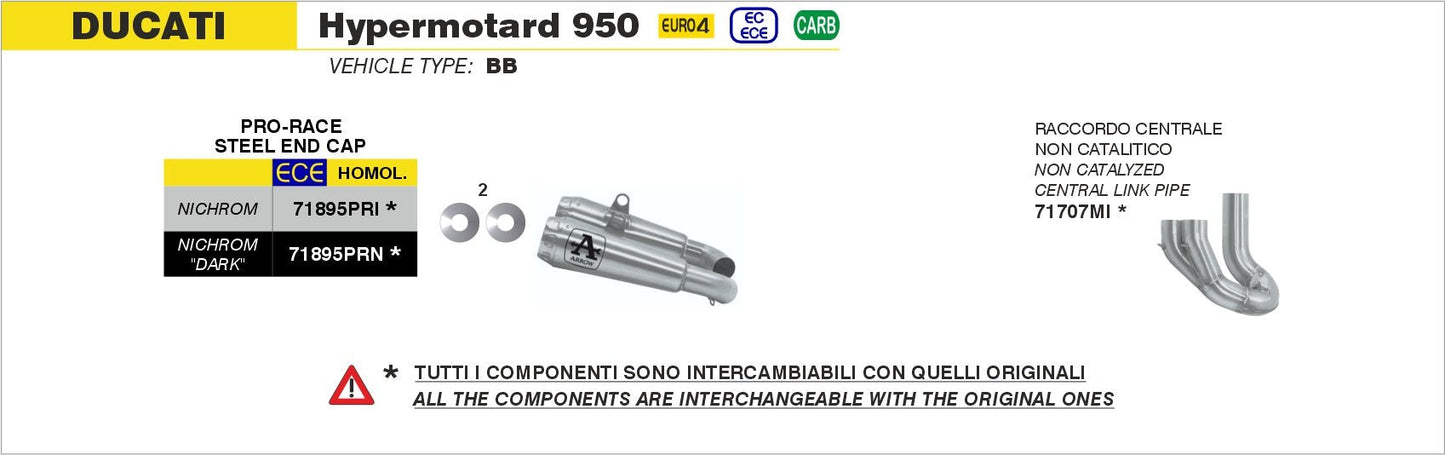 Ducati Hypermotard 950 / 950 SP 2019-2021 Arrow udstødning. Slip-on udstødninger, komplette udstødninger, manifold/forrør. Find det hos Pitboxen.dk
