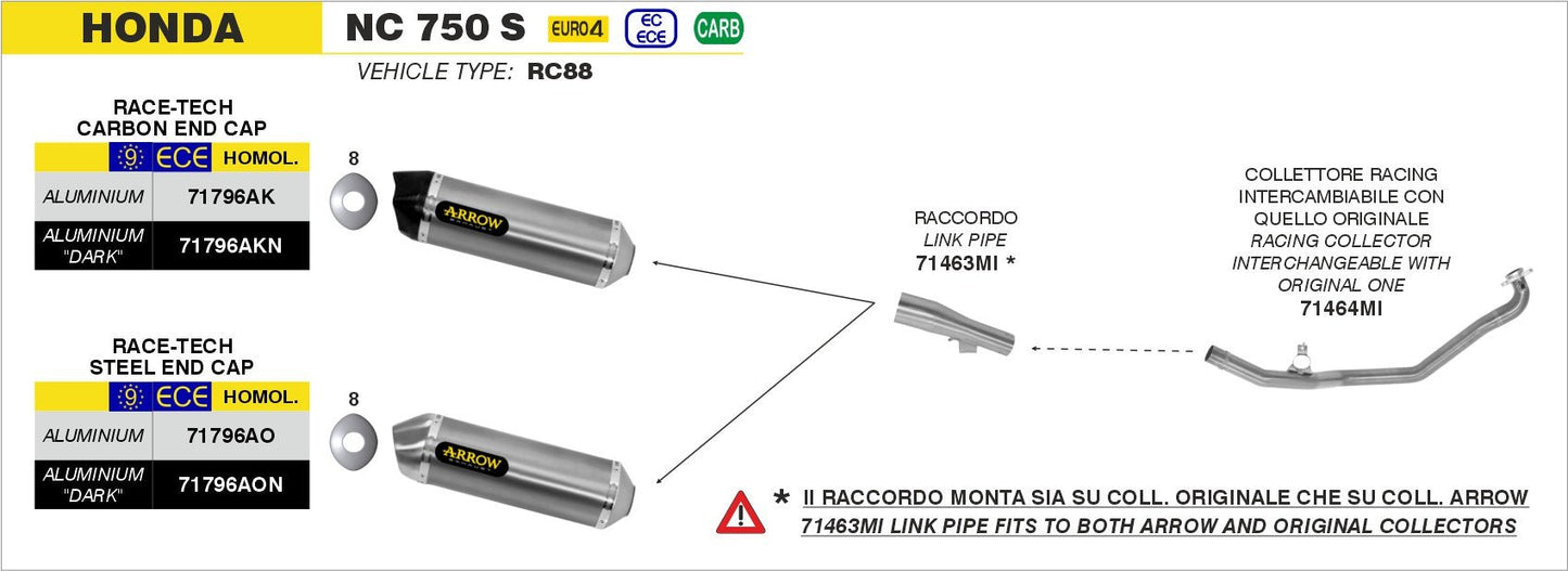 Honda NC 750 S 2016-2020 Arrow udstødning. Slip-on udstødninger, komplette udstødninger, manifold/forrør. Find det hos Pitboxen.dk