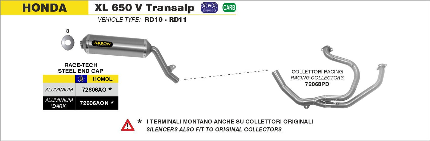 Honda XL 650 V TRANSALP 2000-2007 Arrow udstødning. Slip-on udstødninger, komplette udstødninger, manifold/forrør. Find det hos Pitboxen.dk