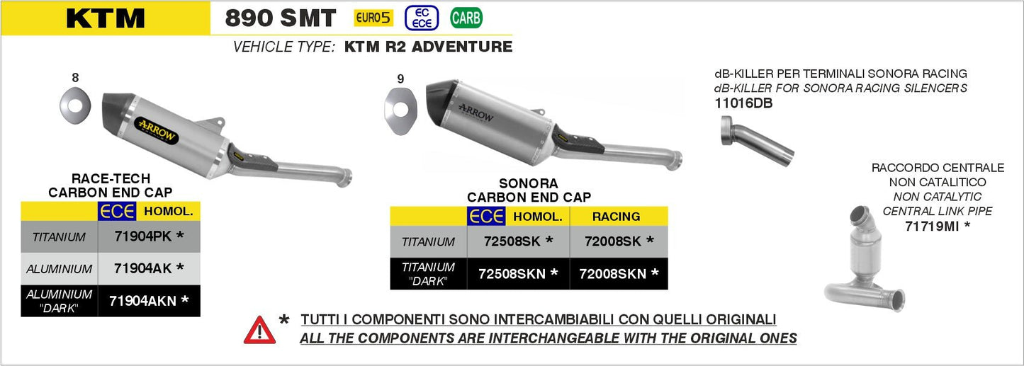 KTM 890 SMT 2023-2024 Arrow udstødning. Slip-on udstødninger, komplette udstødninger, manifold/forrør. Find det hos Pitboxen.dk