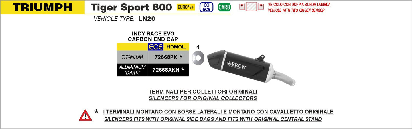 Triumph TIGER SPORT 800 2025- Arrow udstødning. Slip-on udstødninger, komplette udstødninger, manifold/forrør. Find det hos Pitboxen.dk