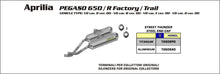 Aprilia PEGASO 650 TRAIL 2005-2011 Arrow udstødning. Slip-on udstødninger, komplette udstødninger, manifold/forrør. Find det hos Pitboxen.dk