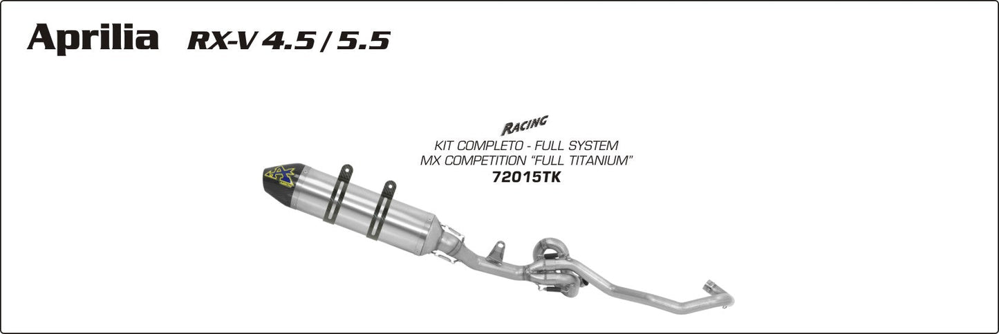 Aprilia RX-V 5.5 2006-2007 Arrow udstødning. Slip-on udstødninger, komplette udstødninger, manifold/forrør. Find det hos Pitboxen.dk