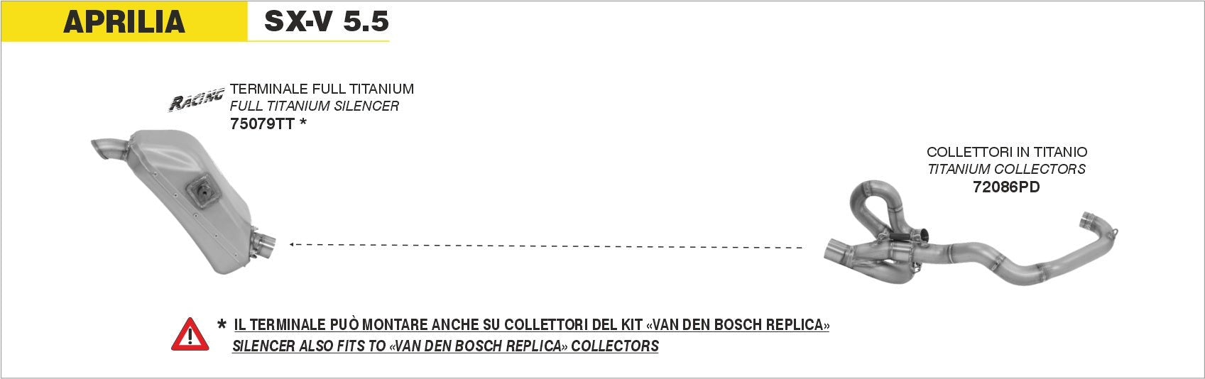 Aprilia SX-V 5.5 2007-2014 Arrow udstødning. Slip-on udstødninger, komplette udstødninger, manifold/forrør. Find det hos Pitboxen.dk