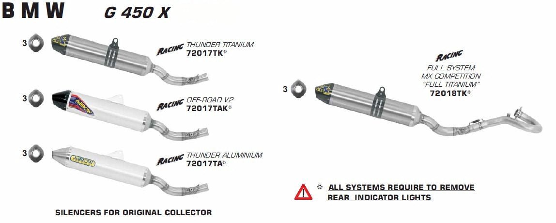 BMW G 450 X 2008-2012 Arrow udstødning. Slip-on udstødninger, komplette udstødninger, manifold/forrør. Find det hos Pitboxen.dk