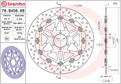 Bmw S 1000 R 17 - 21 m.fl. bremseskive for, ORO flydende - Brembo - Pitboxen.dk