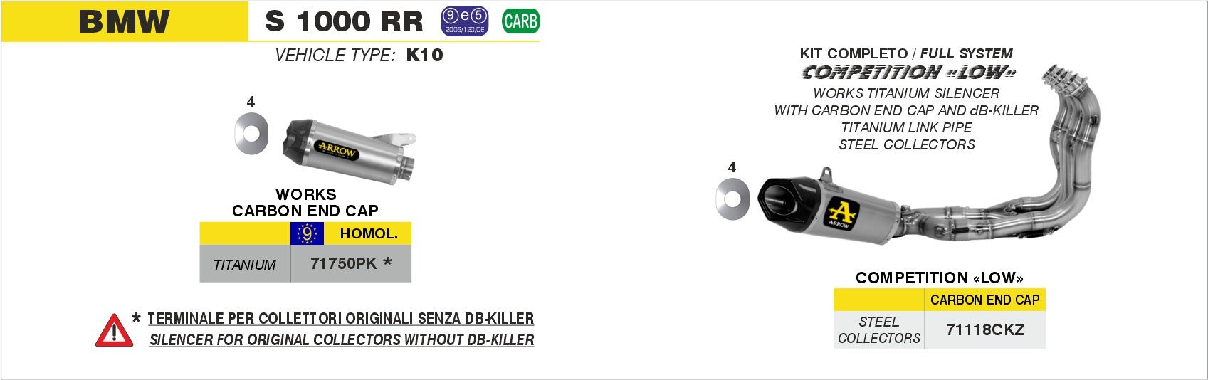 BMW S 1000 RR 2009-2011 Arrow udstødning. Slip-on udstødninger, komplette udstødninger, manifold/forrør. Find det hos Pitboxen.dk