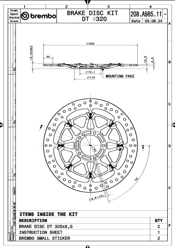 Ducati 749 03 - 07 m.fl. bremseskiver (sæt) - Brembo 208A98511 - Pitboxen.dk