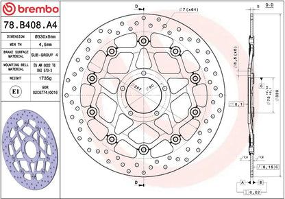 Ducati MONSTER 1200 14 - 20 m.fl. bremseskive for, ORO flydende - Brembo - Pitboxen.dk