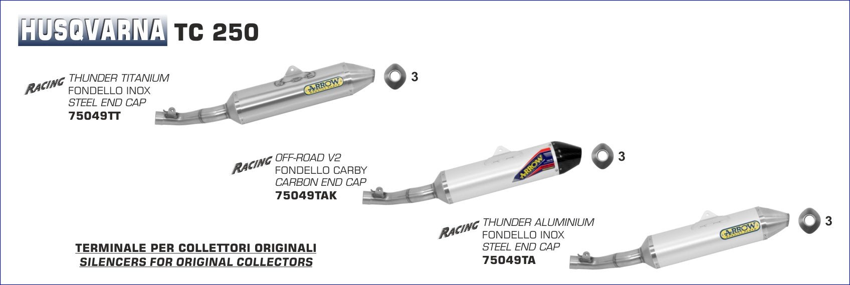 Husqvarna TC 250 2008- Arrow udstødning. Slip-on udstødninger, komplette udstødninger, manifold/forrør. Find det hos Pitboxen.dk