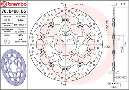 Kawasaki Ninja 18 - 20 m.fl. bremseskive for, ORO flydende - Brembo - Pitboxen.dk