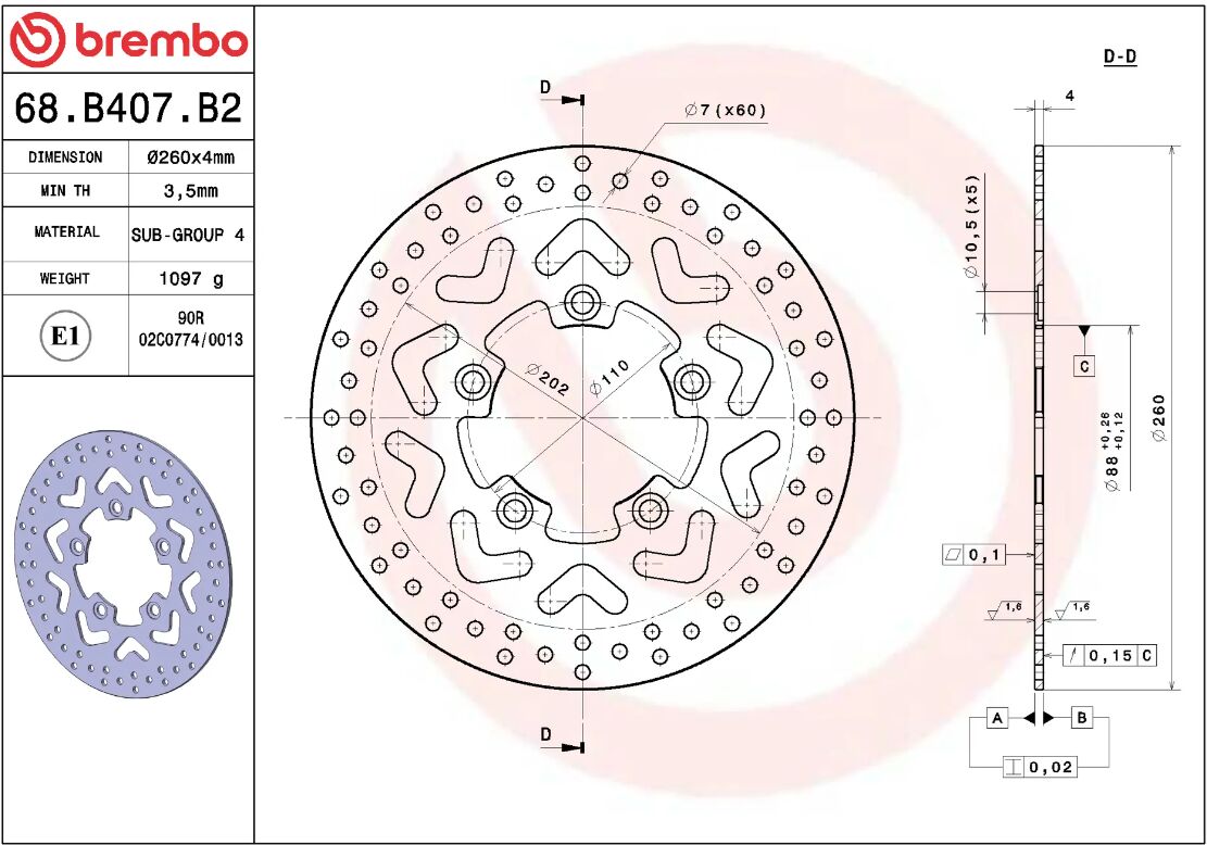 Kymco PEOPLE 125 S 06 - 15 m.fl. bremseskive for, ORO fast - Brembo - Pitboxen.dk