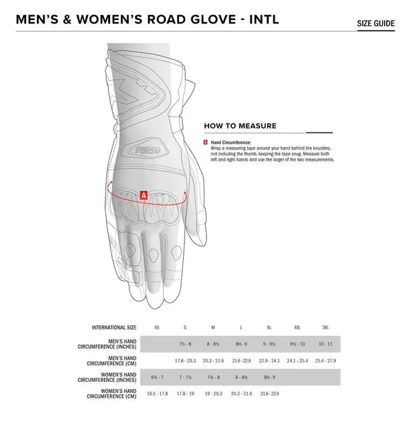 Find den rigtig størrelse handske med Alinestars størelsesguide