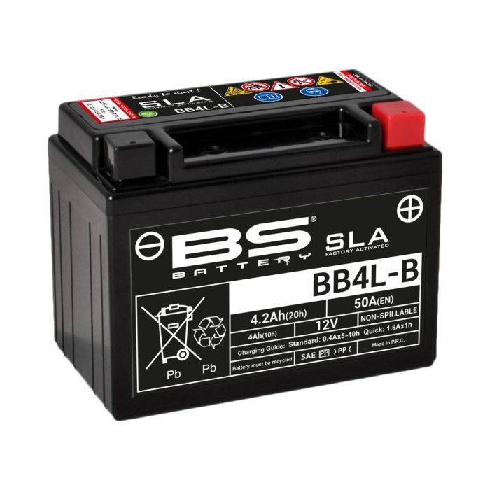 Motorcykelbatteri BS BB4L - B SLA (vedligeholdelsesfrit) - Pitboxen.dk