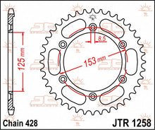 Sort stål bagkædehjul 54T 420 - JTR1258.54 - JT Sprockets - Pitboxen.dk