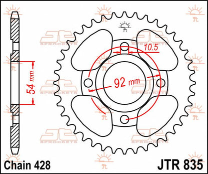 stål bagkædehjul 49T 428 - JTR835.49 - JT Sprockets - Pitboxen.dk