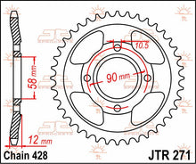 stål bagkædehjul 50T 428 - JTR271.50 - JT Sprockets - Pitboxen.dk