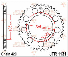 stål bagkædehjul 53T 420 - JTR1131.53 - JT Sprockets - Pitboxen.dk