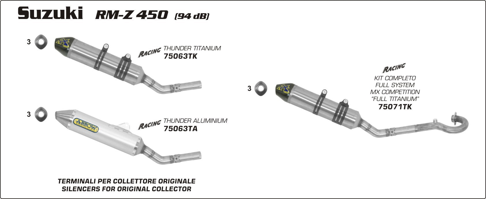 Suzuki RM-Z 450 2008-2009 Arrow udstødning. Slip-on udstødninger, komplette udstødninger, manifold/forrør. Find det hos Pitboxen.dk