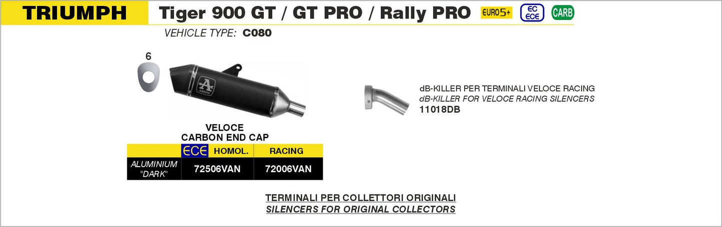 Triumph TIGER 900 GT / GT PRO 2024-2025 Arrow udstødning. Slip-on udstødninger, komplette udstødninger, manifold/forrør. Find det hos Pitboxen.dk