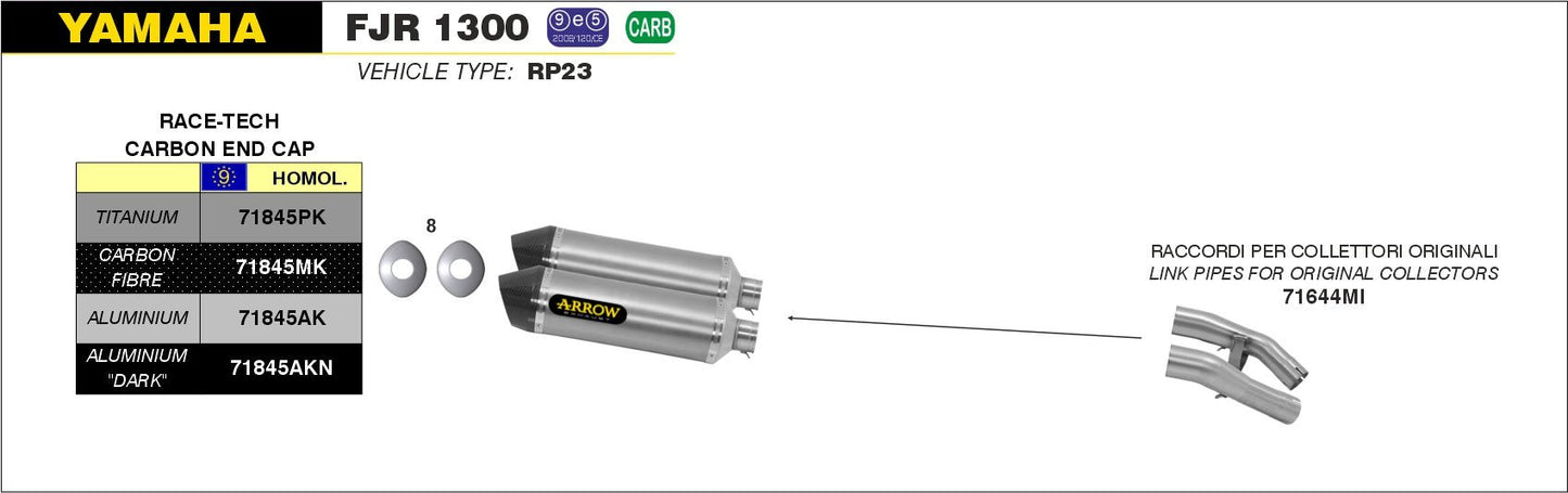 Yamaha FJR 1300 2016- Arrow udstødning. Slip-on udstødninger, komplette udstødninger, manifold/forrør. Find det hos Pitboxen.dk