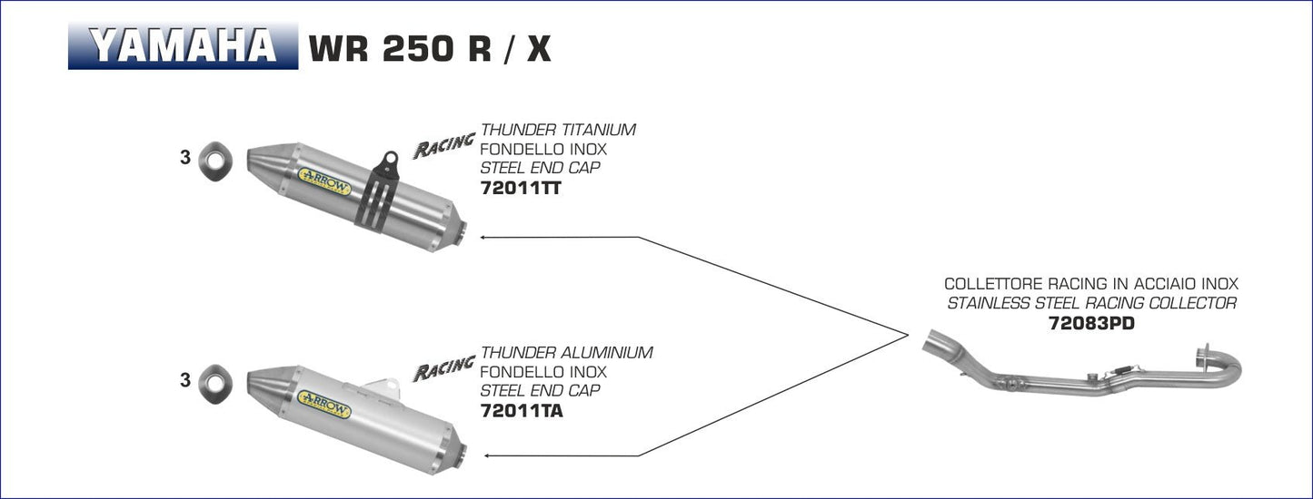 Yamaha WR 250 R/X 2008-2011 Arrow udstødning. Slip-on udstødninger, komplette udstødninger, manifold/forrør. Find det hos Pitboxen.dk