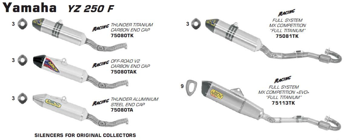 Yamaha YZ 250 F 2010-2013 Arrow udstødning. Slip-on udstødninger, komplette udstødninger, manifold/forrør. Find det hos Pitboxen.dk